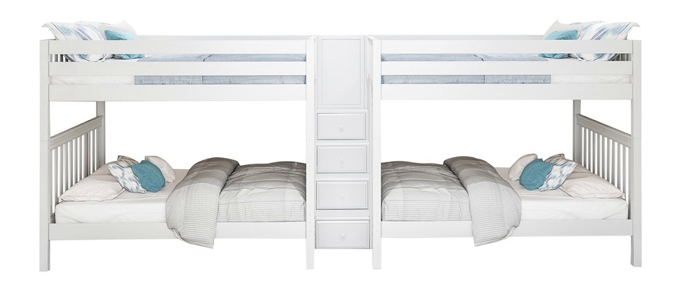 Melrose White Quadruple Queen Bunk Bed with Stairs Questions & Answers