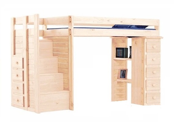 Hemet Unfinished Twin Storage Loft Bed with Steps Questions & Answers