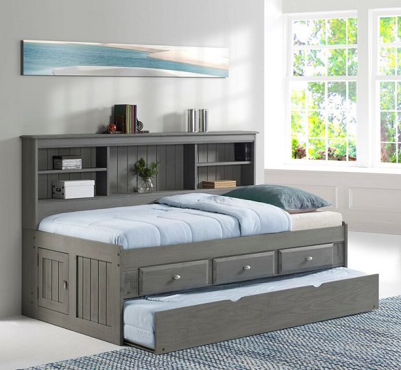 Hester Chimney Gray Big Bookcase Trundle Bed with Storage Questions & Answers