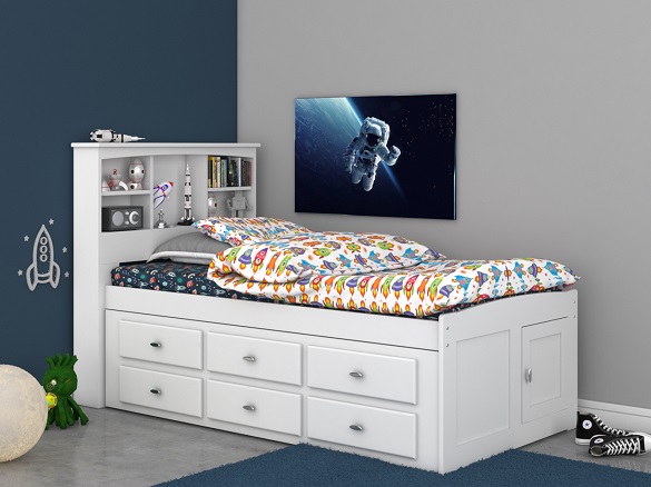 Matslen White Twin Bookcase Captains Bed Questions & Answers