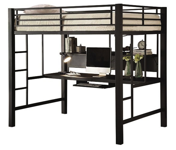 Duval Black Metal Full Size Loft Bed with Desk Questions & Answers