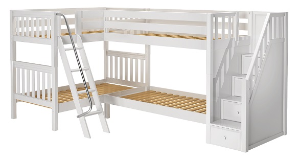 Calumet White Sleeps 4 L Shaped Bunk Beds with Stairs Questions & Answers