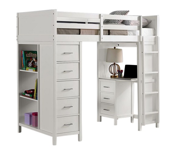 Haley White Loft Bed with Desk and Storage Questions & Answers