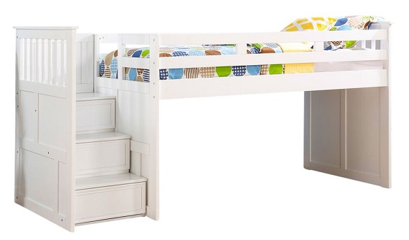 Beatrice White Twin Junior Loft Bed with Stairs Questions & Answers