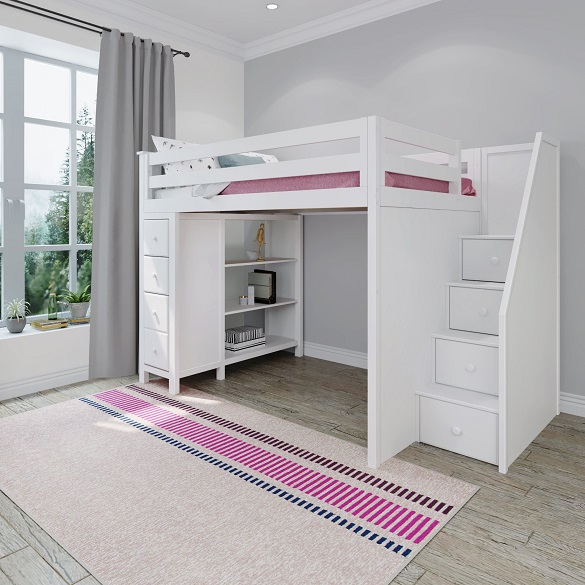 Chelsea White Full Size Loft Bed with Stairs Questions & Answers