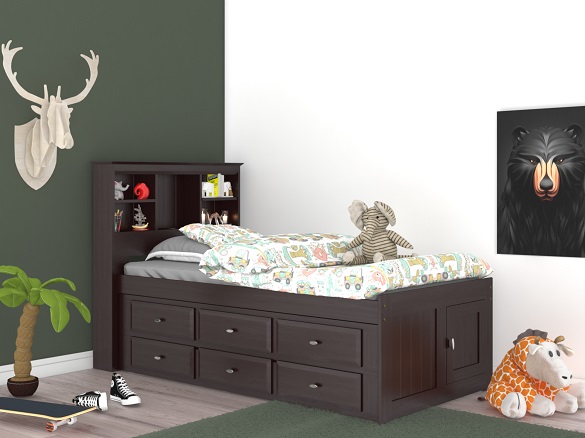 Phoenix Espresso Bookcase Captains Bed Questions & Answers