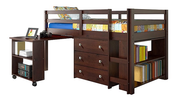 Langston Cappuccino Low Loft Bed with Desk Questions & Answers