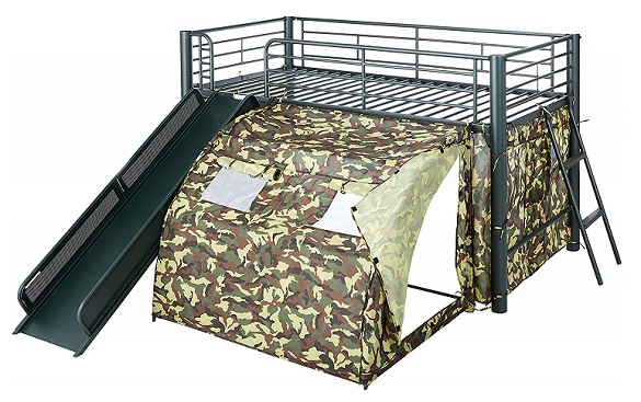 Little Soldier Kids Twin Size Camouflage Loft Bed with Slide Questions & Answers