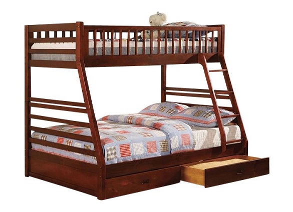 Lomax Cherry Twin over Full Bunk Bed with Storage Questions & Answers