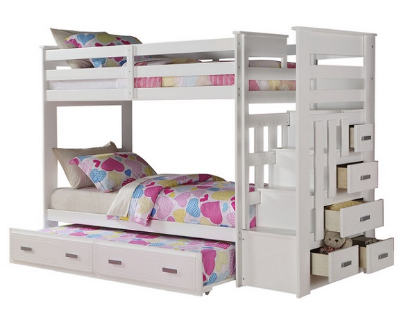 Elsie White Twin over Twin Bunk Bed with Trundle and Stairs Questions & Answers