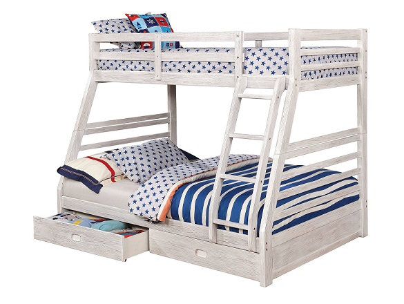 Callum White Sand Twin over Full Bunk Bed with Storage Questions & Answers