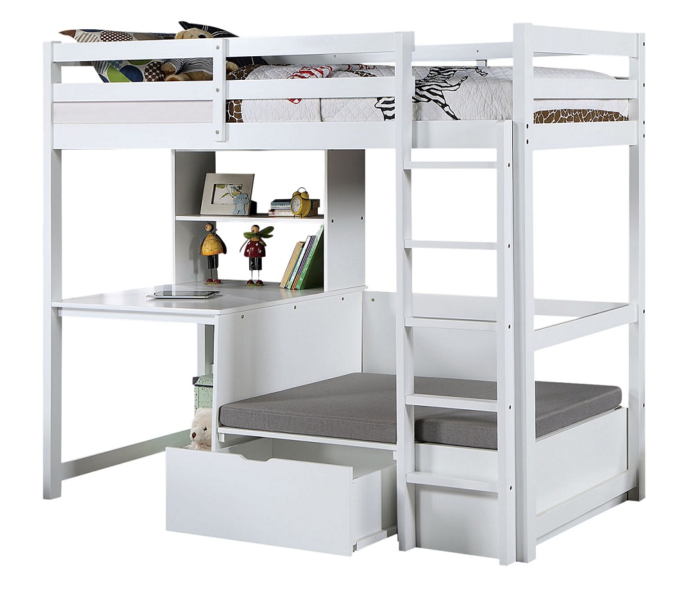 Arden White Loft Bed with Desk Questions & Answers